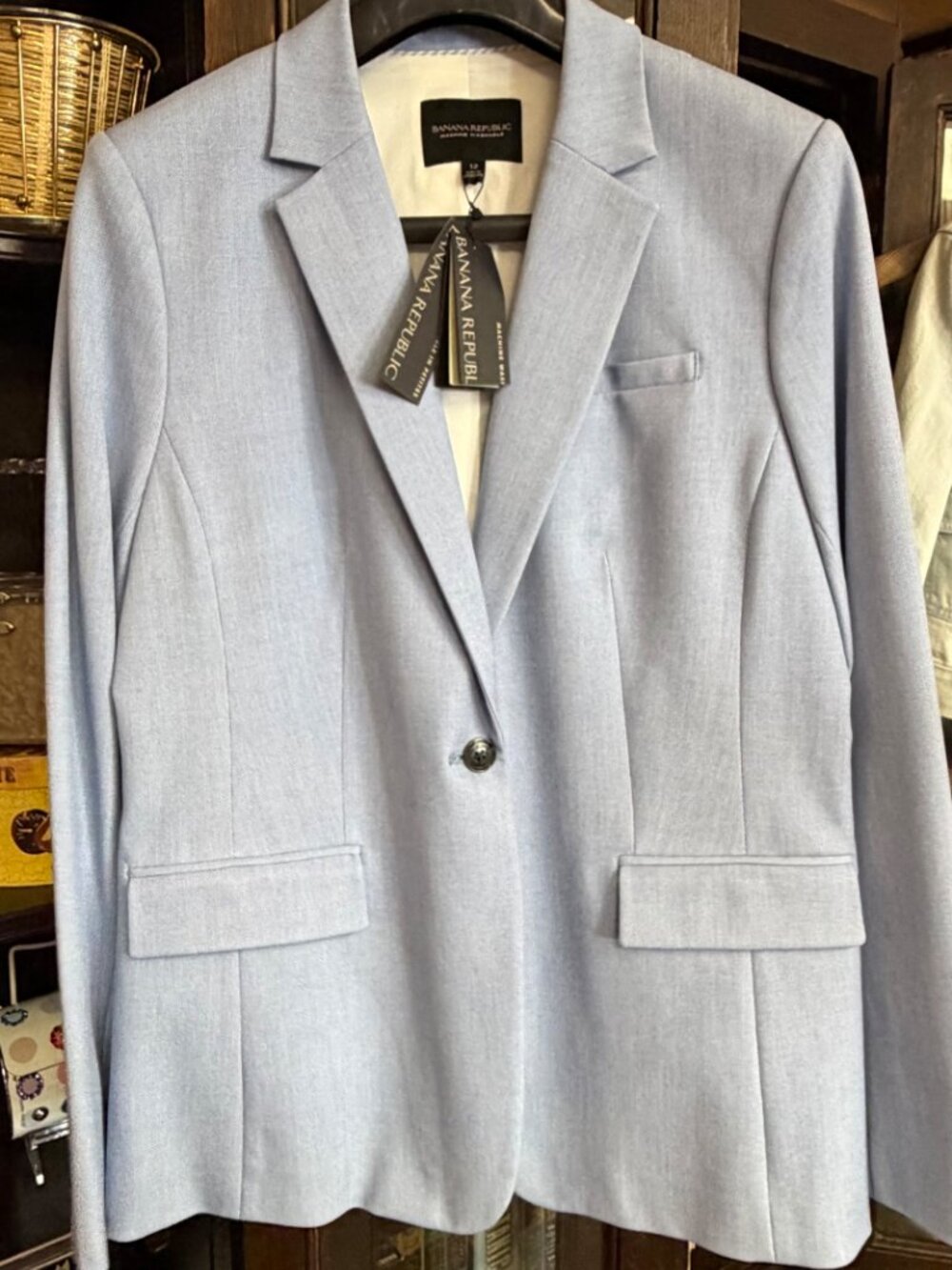 Banana Republic Light Blue Tailored Blazer Size 12 NWT